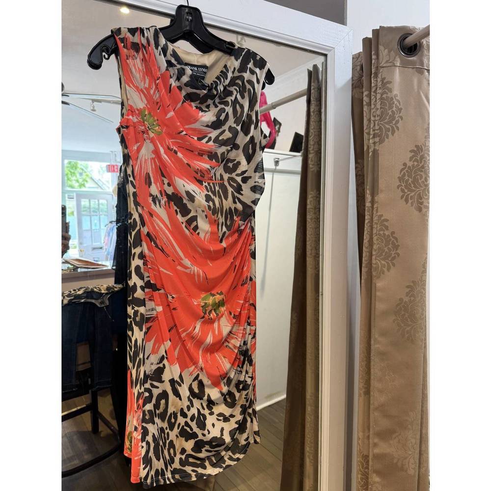 NEW FRANK LYMAN sleeveless mini dress in leopard and flower print